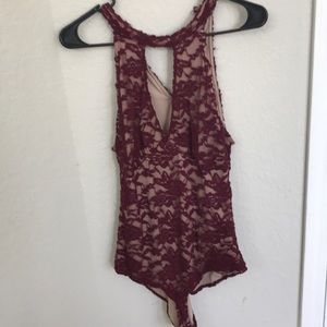 Wine color purple body suite